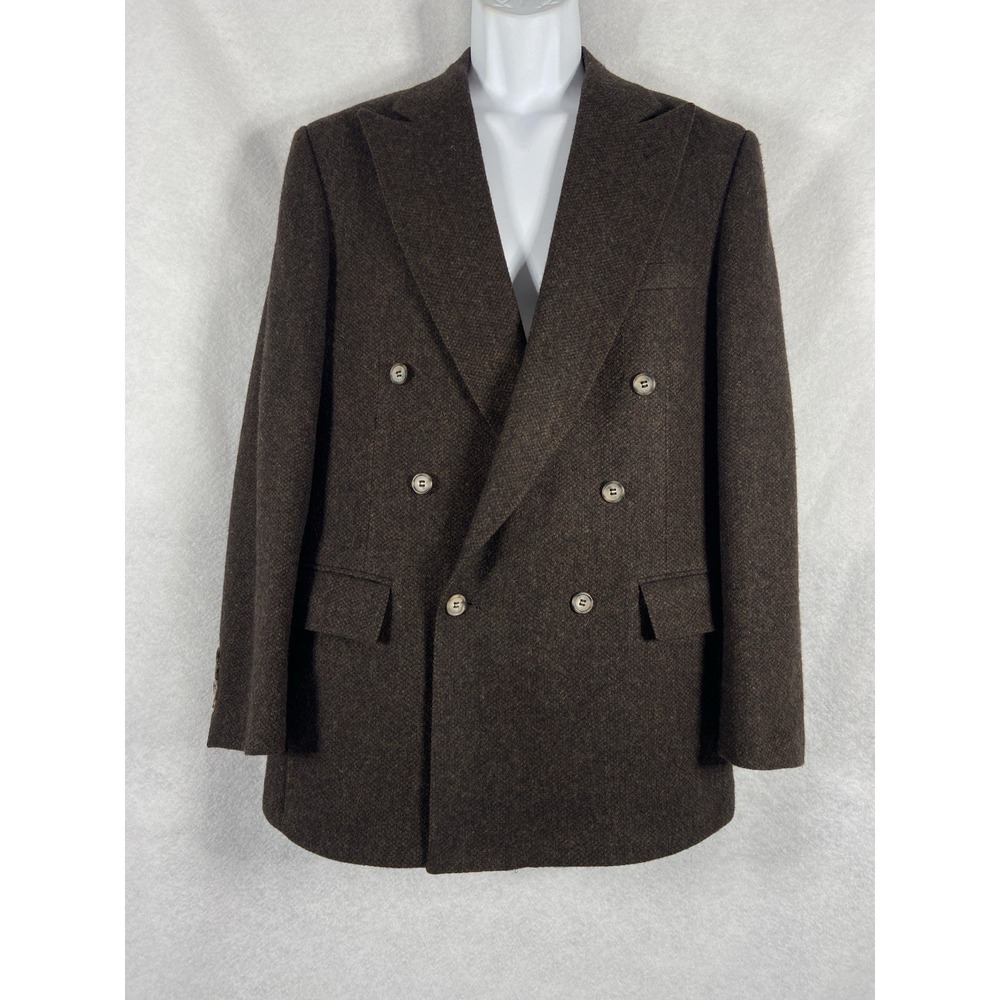 Vintage Evan Picone Jacket Men's 39R Brown Sport Coat Double Breasted USA Made